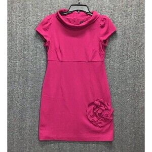 Jessica Howard Womens Dress 10P Pink Purple Rosette Cap Sleeve Back Zip Stretch